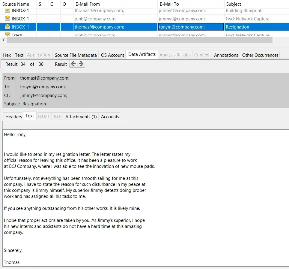 Thomas’ Resignation Letter